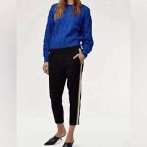 Babaton Aritzia Black Conan Side Stripe Crepe Pull on Trouser Pants Sz 4